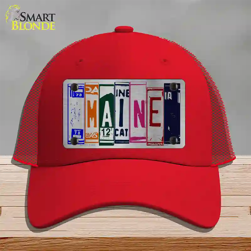 Maine License Plate Art Novelty License Plate Hat Mesh / Red