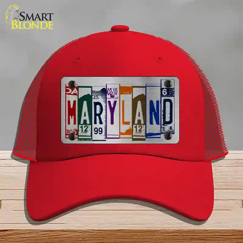 Maryland License Plate Art Novelty License Plate Hat Mesh / Red