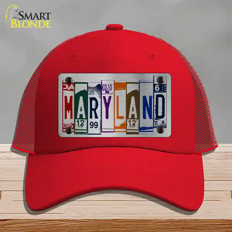 Maryland License Plate Art Novelty License Plate Hat Mesh / Red