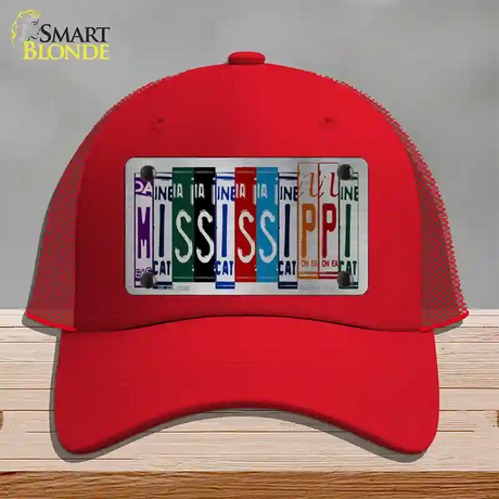 Mississippi License Plate Art Novelty License Plate Hat Mesh / Red