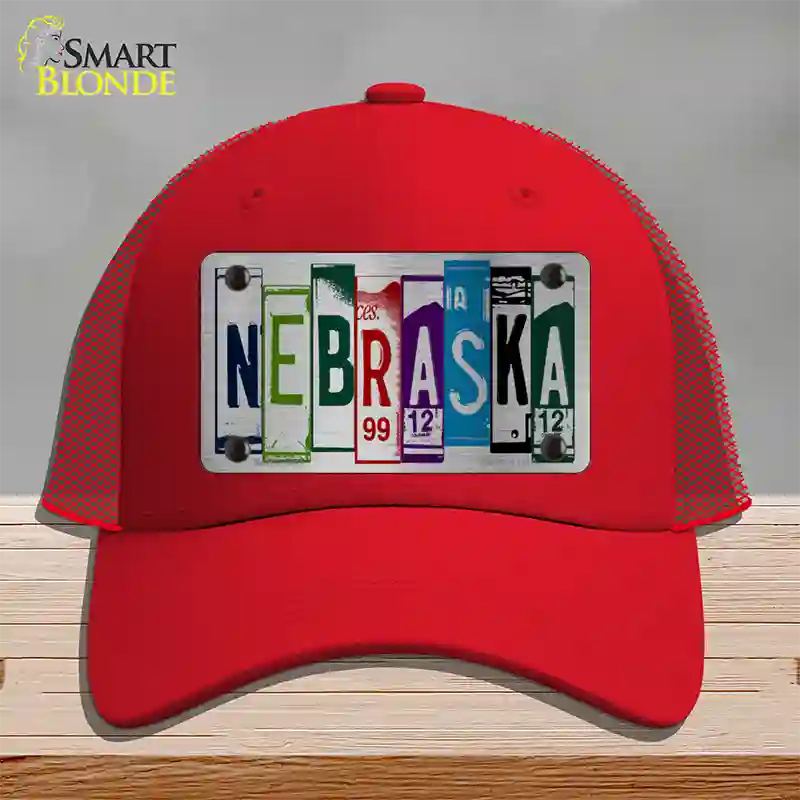 Nebraska License Plate Art Novelty License Plate Hat Mesh / Red