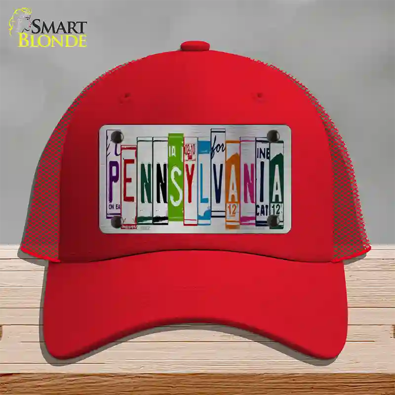 Pennsylvania License Plate Art Novelty License Plate Hat Mesh / Red