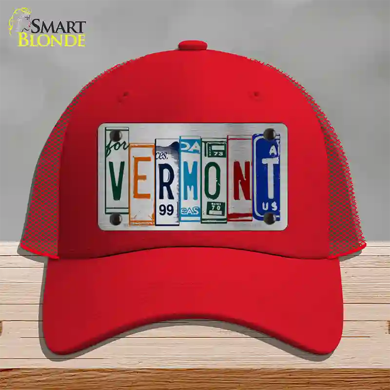 Vermont License Plate Art Novelty License Plate Hat Mesh / Red