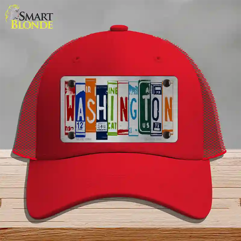 Washington License Plate Art Novelty License Plate Hat Mesh / Red