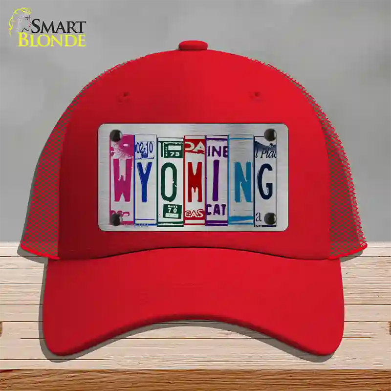 Wyoming License Plate Art Novelty License Plate Hat Mesh / Red