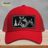 Elk Black Brushed Chrome Novelty License Plate Hat Mesh / Red