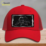 Dolphins Black Brushed Chrome Novelty License Plate Hat Mesh / Red