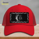 Dog In Flames Black Brushed Chrome Novelty License Plate Hat Mesh / Red