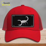 Scorpion Black Brushed Chrome Novelty License Plate Hat Mesh / Red