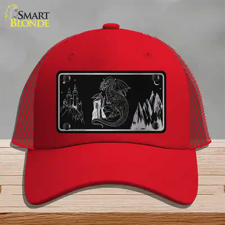 Wizards And Dragons Black Brushed Chrome Novelty License Plate Hat Mesh / Red