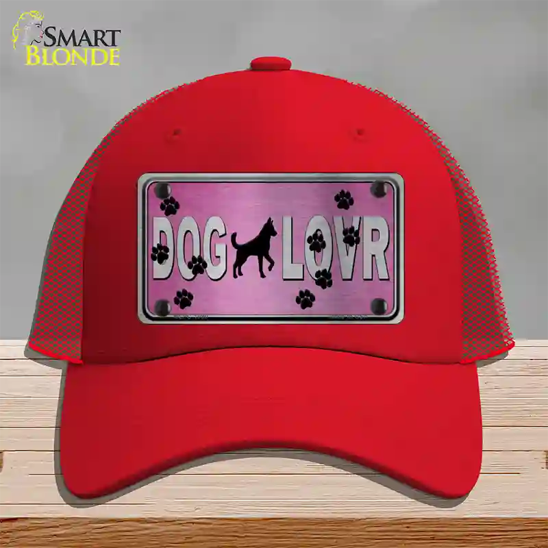 Dog Lover Pink Brushed Chrome Novelty License Plate Hat Tag Mesh / Red