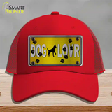 Dog Lover Yellow Brushed Chrome Novelty License Plate Hat Tag Mesh / Red