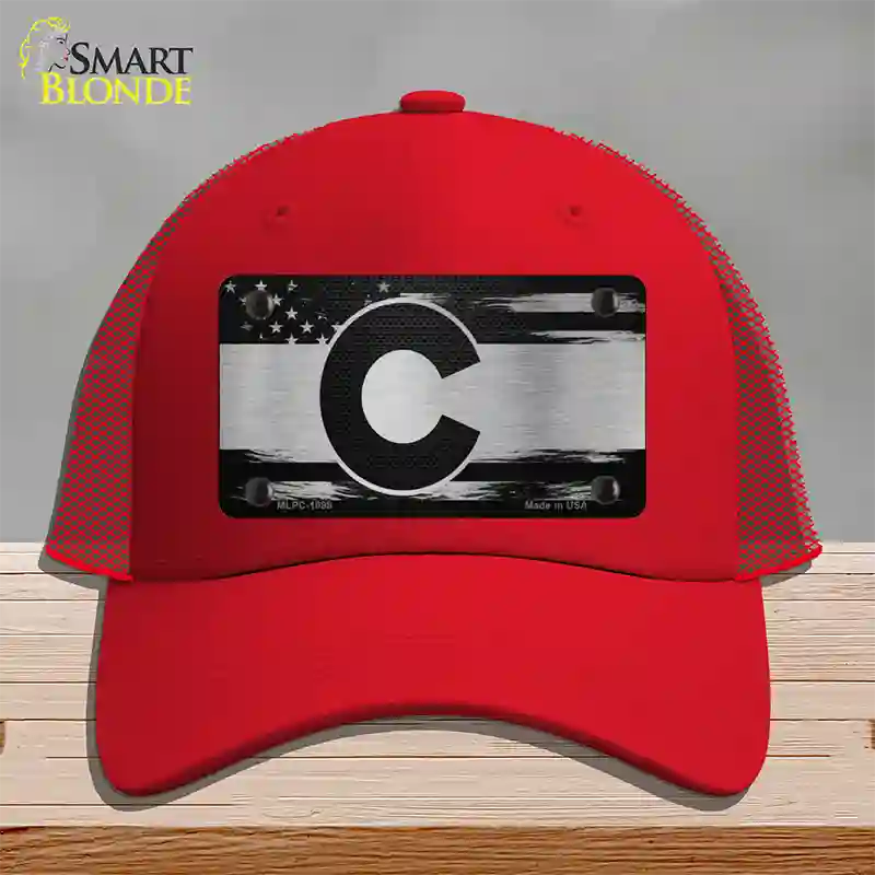 Colorado Carbon Fiber Novelty License Plate Hat Mesh / Red