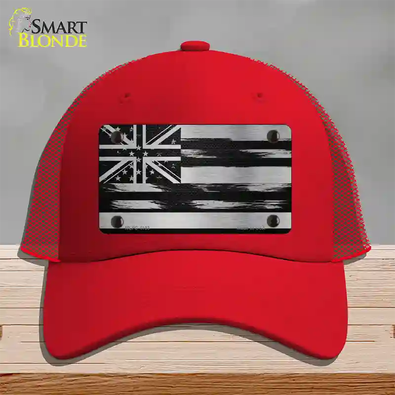 Hawaii Carbon Fiber Novelty License Plate Hat Mesh / Red