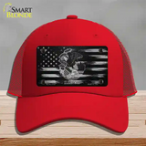 Illinois Carbon Fiber Novelty License Plate Hat Mesh / Red