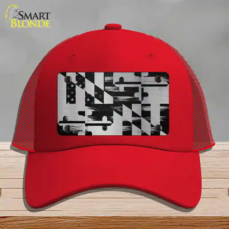 Maryland Carbon Fiber Novelty License Plate Hat Mesh / Red