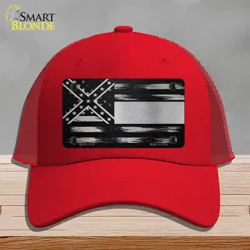 Mississippi Carbon Fiber Novelty License Plate Hat Mesh / Red