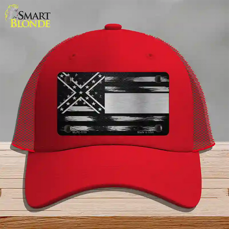 Mississippi Carbon Fiber Novelty License Plate Hat Mesh / Red