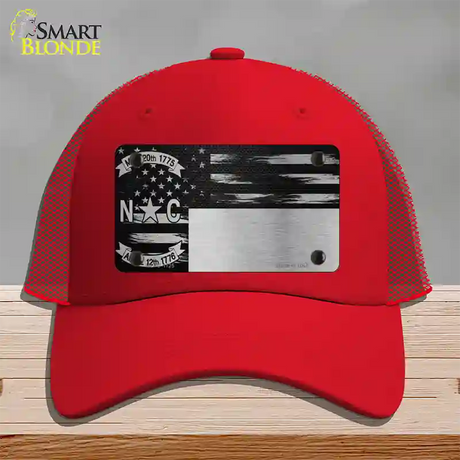 North Carolina Carbon Fiber Novelty License Plate Hat Mesh / Red