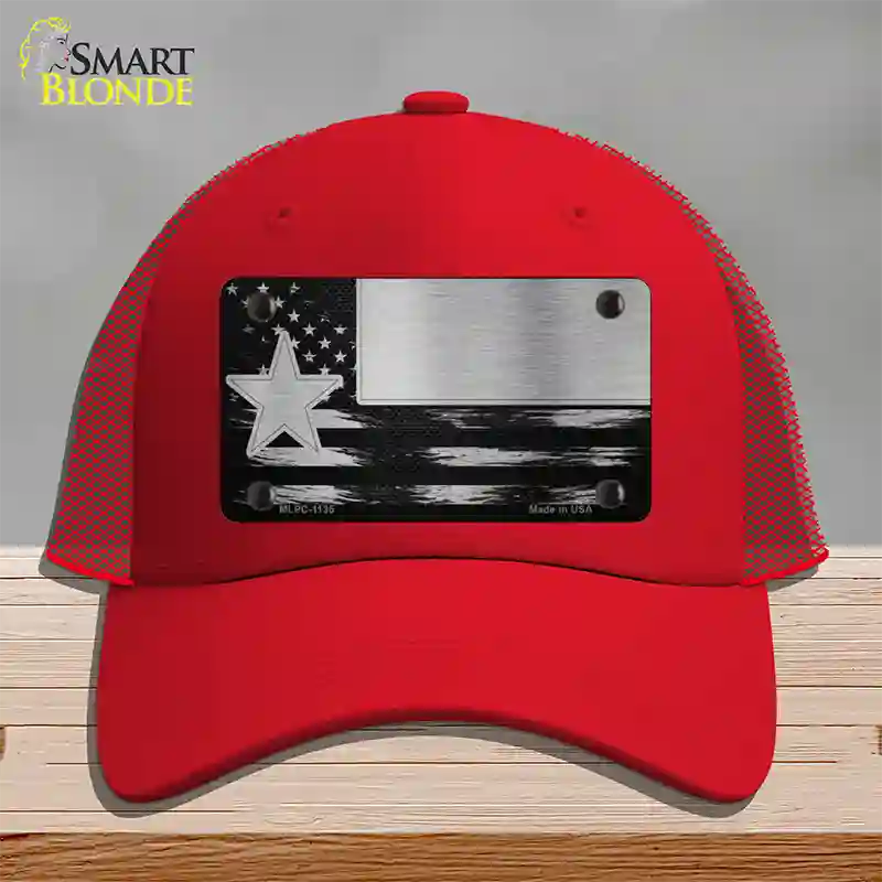 Texas Carbon Fiber Novelty License Plate Hat Mesh / Red