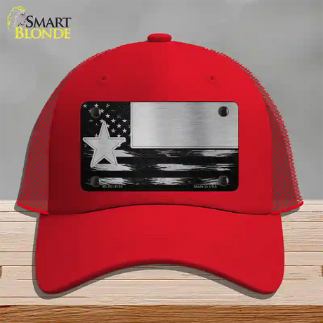 Texas Carbon Fiber Novelty License Plate Hat Mesh / Red