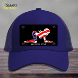 American Style Sexy Flag Pose Novelty License Plate Hat Mesh / Royal Blue