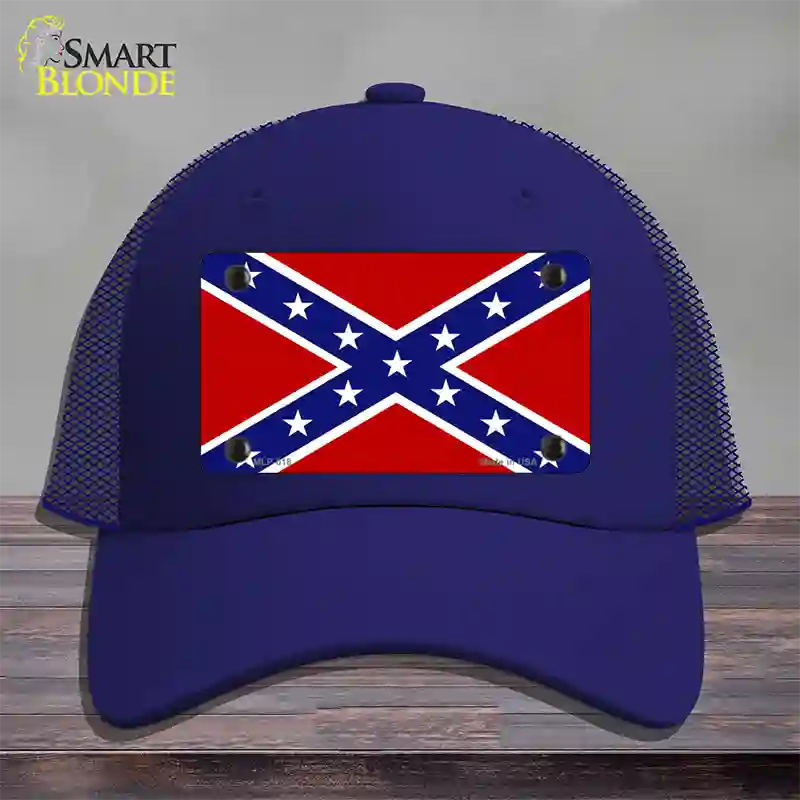 Confederate Flag Novelty License Plate Hat Mesh / Royal Blue