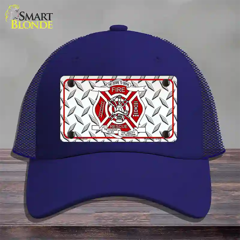 Fire Fighter Rescue Novelty License Plate Hat Mesh / Royal Blue