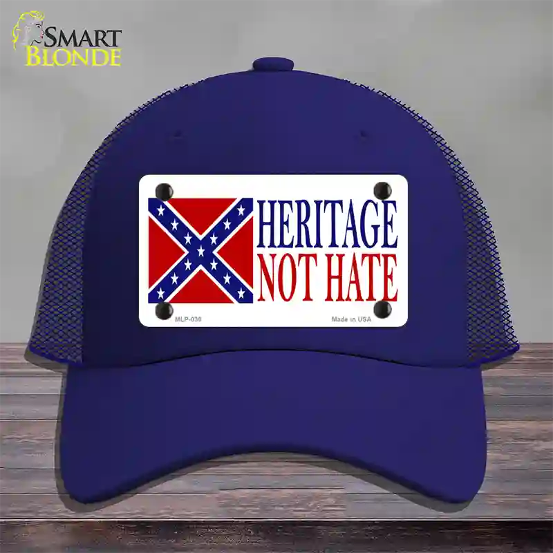 Heritage Not Hate Flag Novelty License Plate Hat Mesh / Royal Blue