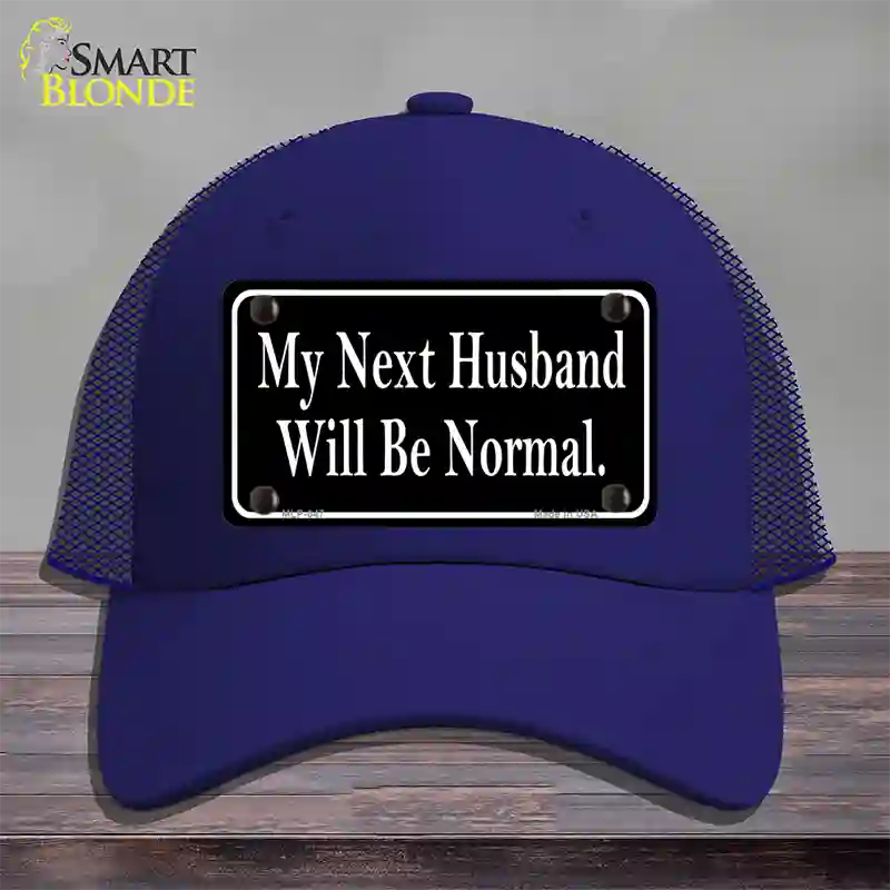 My Next Husband Novelty License Plate Hat Mesh / Royal Blue