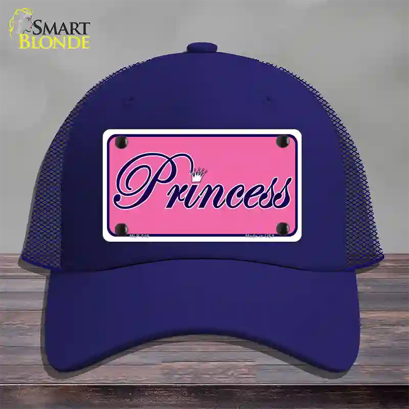 Pink Princess Tiara Novelty License Plate Hat Mesh / Royal Blue