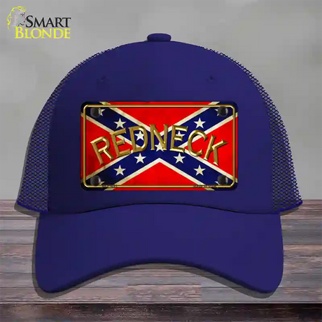 Redneck Confederate Flag Novelty License Plate Hat Mesh / Royal Blue