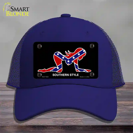 Southern Style Sexy Novelty License Plate Hat Mesh / Royal Blue