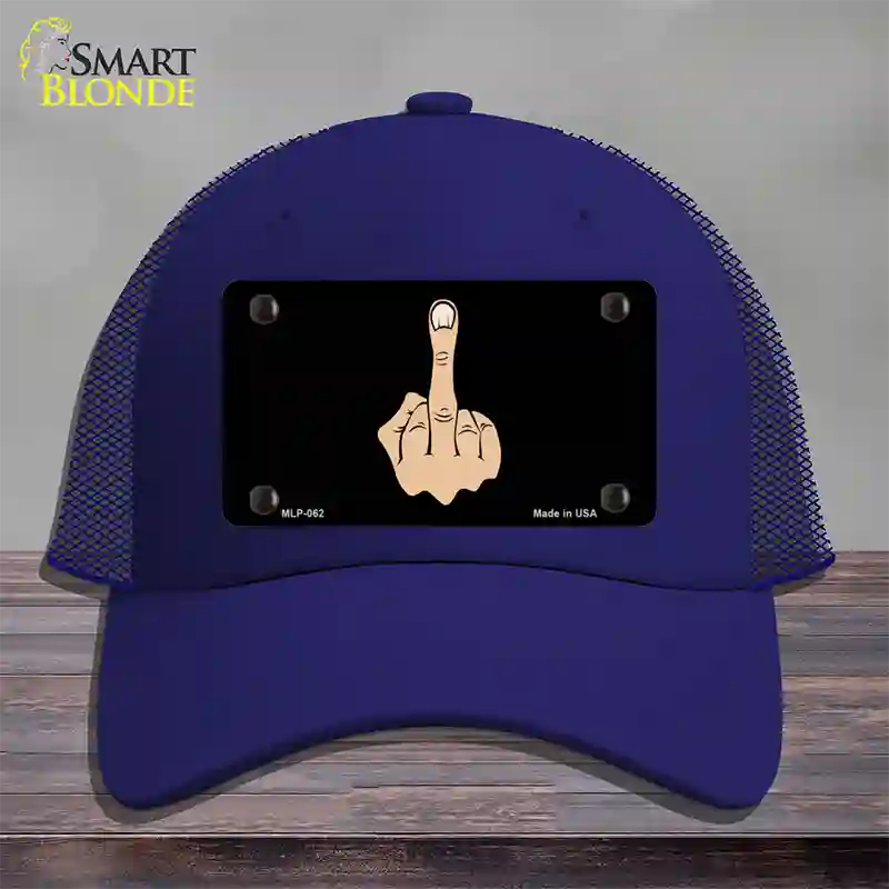 Middle Finger Novelty License Plate Hat Mesh / Royal Blue