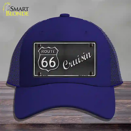 Route 66 Cruisin Novelty License Plate Hat Mesh / Royal Blue