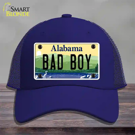 Bad Boy Alabama Novelty License Plate Hat Mesh / Royal Blue