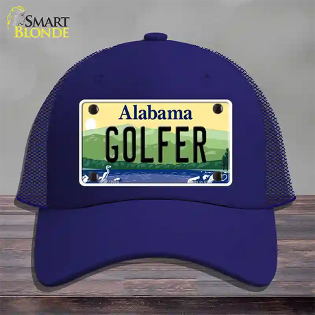 Golfer Alabama Novelty License Plate Hat Mesh / Royal Blue