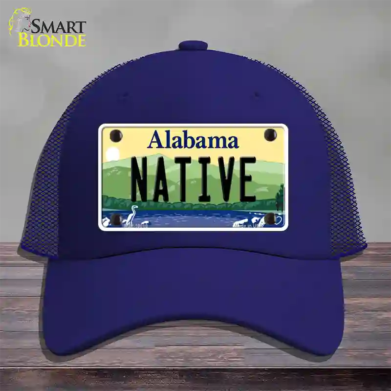 Native Alabama Novelty License Plate Hat Mesh / Royal Blue