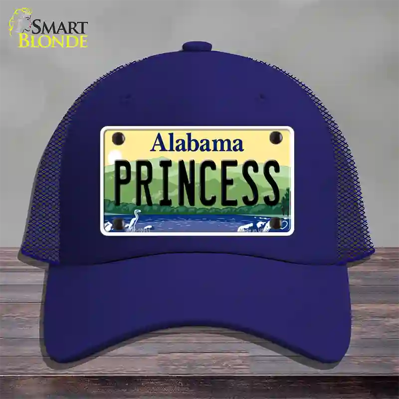 Princess Alabama Novelty License Plate Hat Mesh / Royal Blue