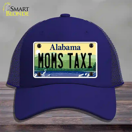 Moms Taxi Alabama Novelty License Plate Hat Mesh / Royal Blue