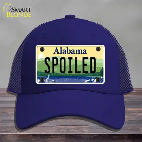 Spoiled Alabama Novelty License Plate Hat Mesh / Royal Blue