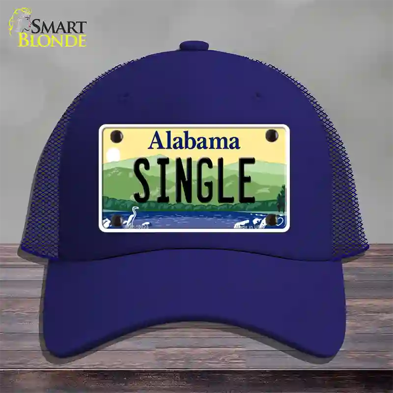 Single Alabama Novelty License Plate Hat Mesh / Royal Blue