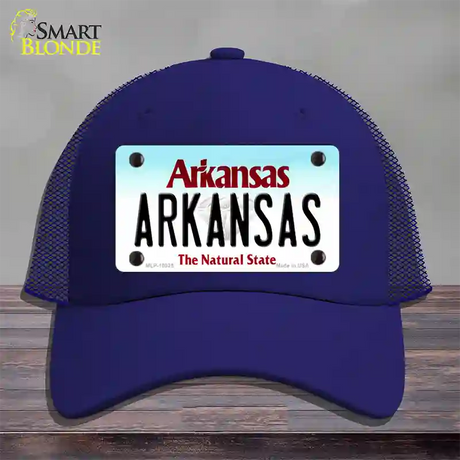 Arkansas Diamond Novelty License Plate Hat Mesh / Royal Blue