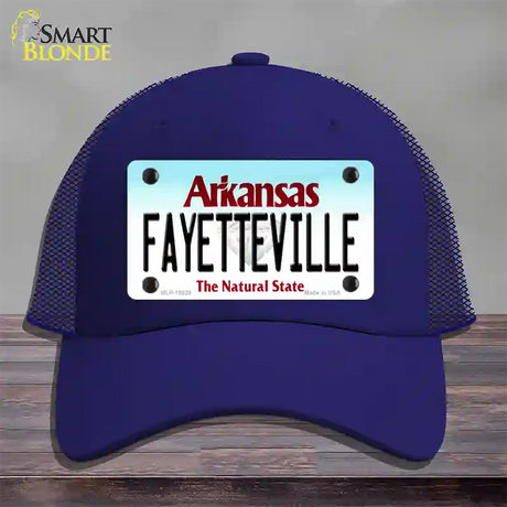 Fayetteville Arkansas Novelty License Plate Hat Mesh / Royal Blue