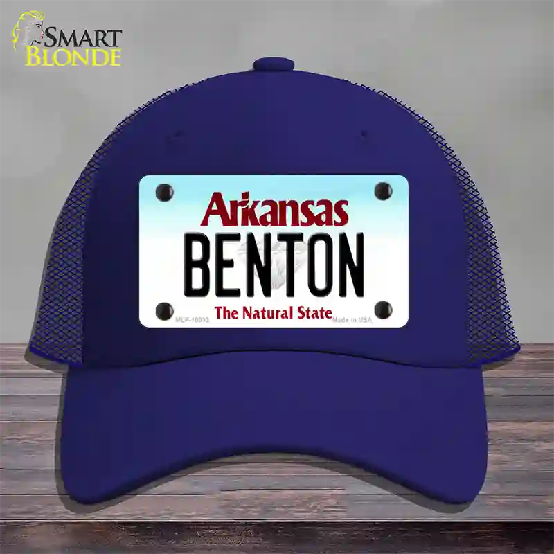 Benton Arkansas Novelty License Plate Hat Mesh / Royal Blue