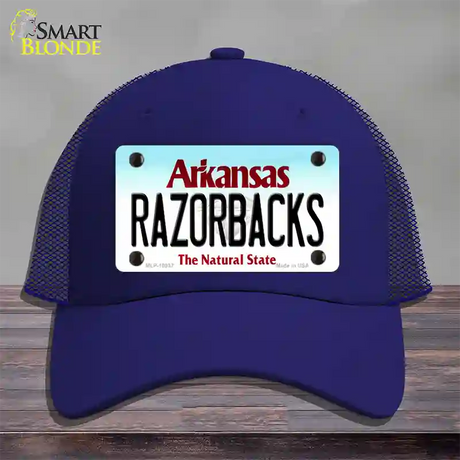 Razorbacks Arkansas Novelty License Plate Hat Mesh / Royal Blue