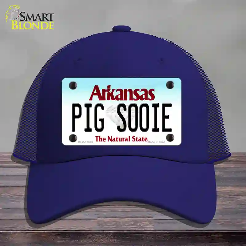 Pig Sooie Arkansas Novelty License Plate Hat Mesh / Royal Blue