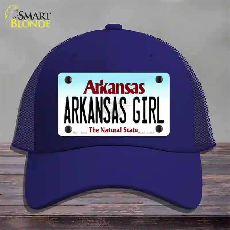 Arkansas Girl Arkansas Novelty License Plate Hat Mesh / Royal Blue