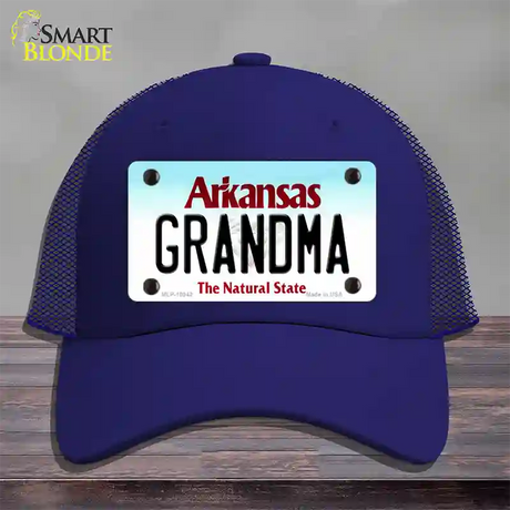 Grandma Arkansas Novelty License Plate Hat Mesh / Royal Blue