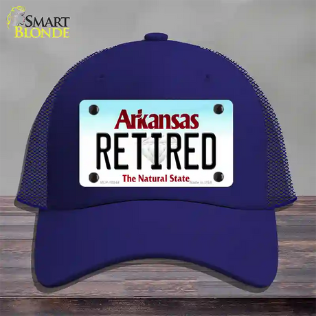 Retired Arkansas Novelty License Plate Hat Mesh / Royal Blue